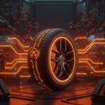 Neumático Michelin con tecnología RFID en entorno de manufactura avanzada, simbolizando innovación y movilidad sostenible en el sector automotriz europeo.