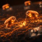 Microrobots médicos innovadores para tratar el Alzheimer drenando toxinas cerebrales, representando avances de la startup MMI en neurotecnología.