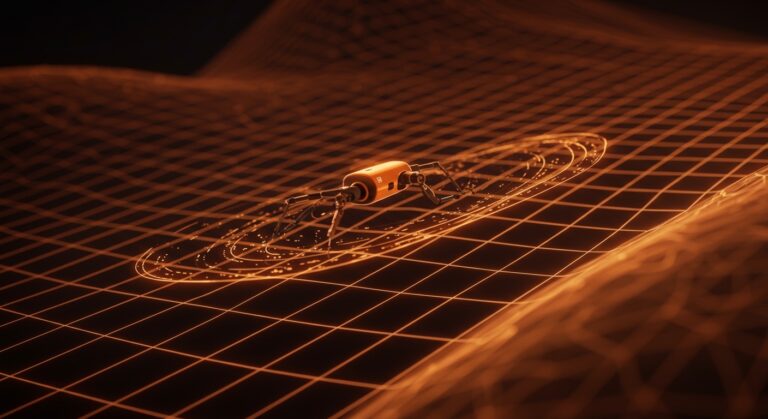 Microrrobot guiado por la relatividad de Einstein en un entorno artificial de espaciotiempo para robótica médica e innovación en liberación de fármacos.