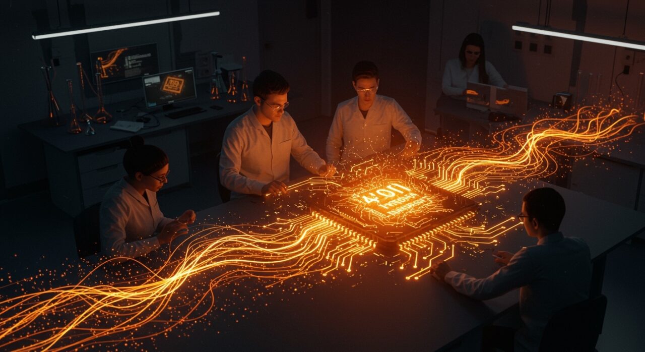 Equipo de startup desarrollando chips de inteligencia artificial con inversión de Microsoft y $40M en funding tecnológico.