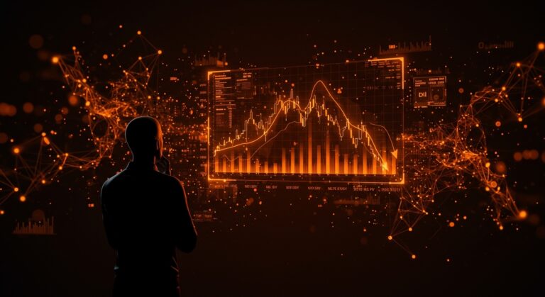 Representación visual de Microsoft enfrentando caída bursátil y su inversión en inteligencia artificial en el mercado tecnológico.