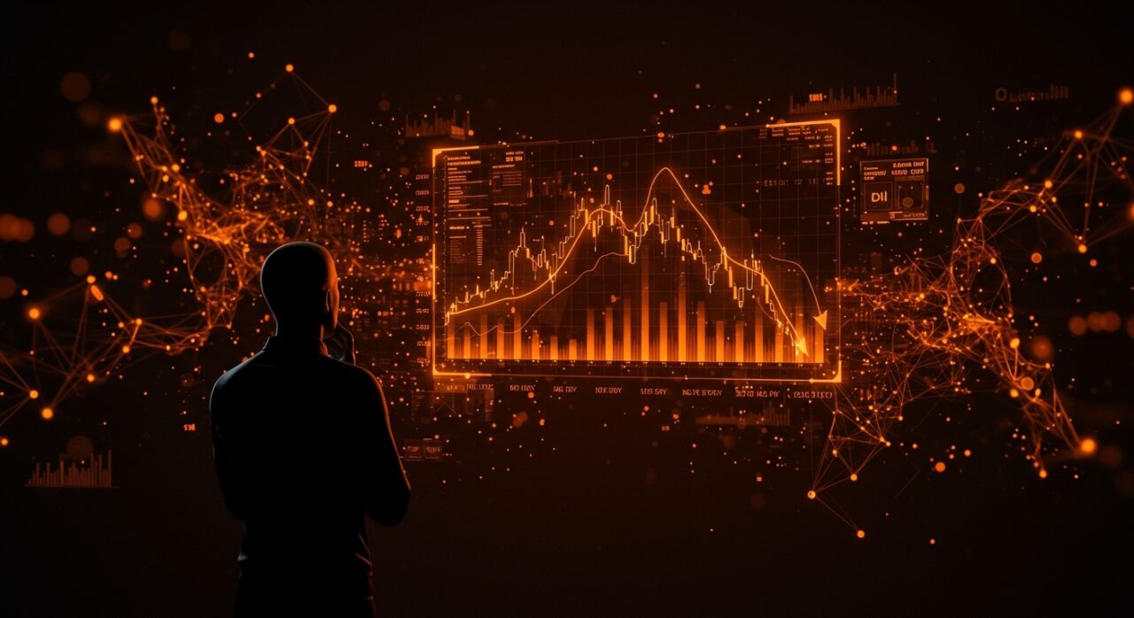 Representación visual de Microsoft enfrentando caída bursátil y su inversión en inteligencia artificial en el mercado tecnológico.