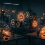 Entrenamiento de modelos personalizados de IA con privacidad total para startups LATAM usando Mistral AI Forge, en una escena colaborativa y tecnológica.