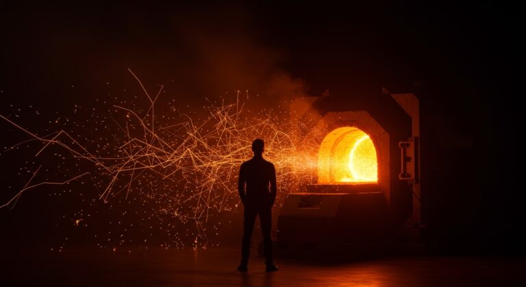 Forge de Mistral AI representado como una forja digital creando modelos AI propietarios que potencian la autonomía y privacidad empresarial.