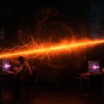 Modelo de ondas de choque con plasma simulando energía oscura en el universo, investigación científica chilena en deeptech.