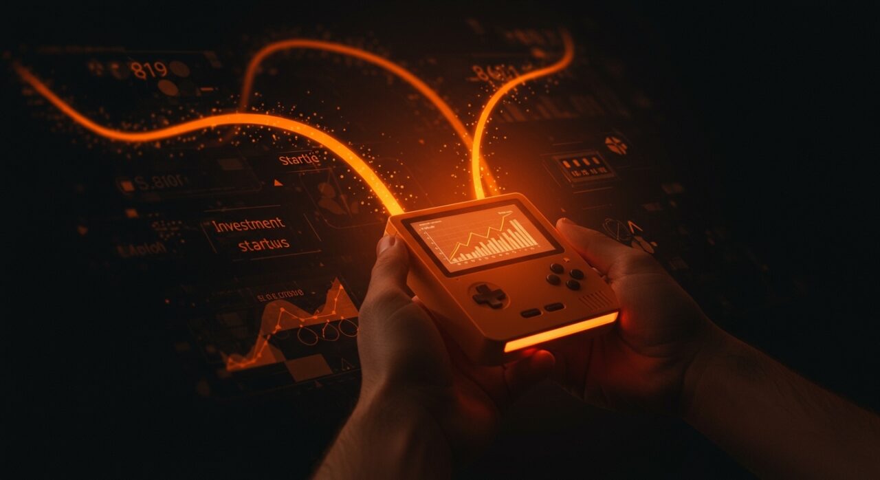 Dispositivo de gaming retro Chromatic de ModRetro y emprendedor destacando inversión y valuación de 1000 millones en startup tecnológica.