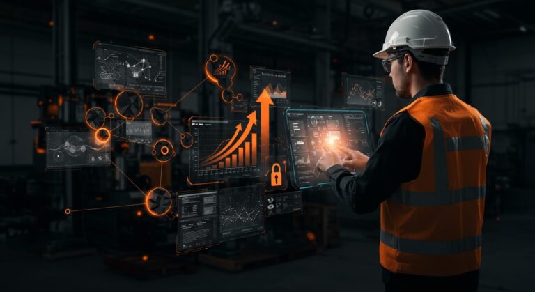 Acceso remoto seguro en automatización industrial con Moneo RemoteConnect mostrando digitalización y escalabilidad en industria 4.0.