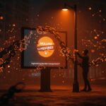 Mullvad VPN y la censura digital en Reino Unido representados mediante una escena urbana de resistencia creativa y privacidad digital.