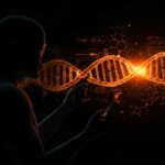 Visual que representa la combinación de análisis de ADN e inteligencia artificial en la startup N-Gene para medicina personalizada y longevidad.