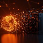 Desmantelamiento del NCAR en EE.UU. impactando la investigación climática y la supercomputación con visuales abstractas de modelos climáticos fragmentados.