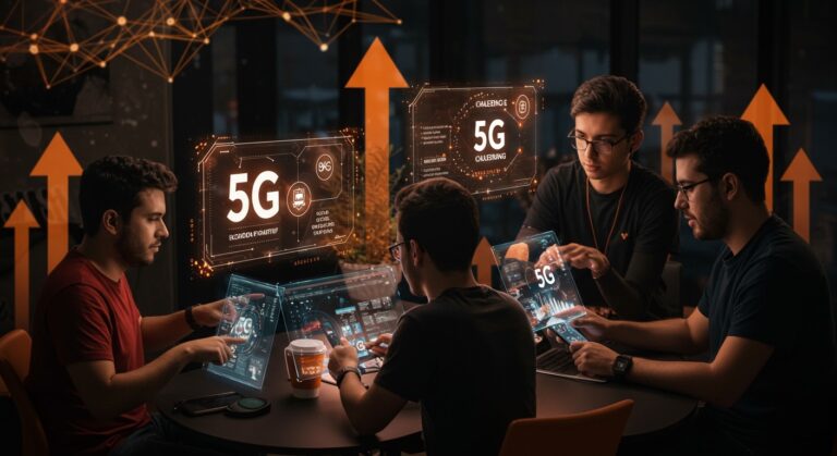 Startups venezolanas recibiendo premios y mentoría de Nexos Movilnet en el ecosistema tecnológico local con enfoque en funding e innovación 5G.