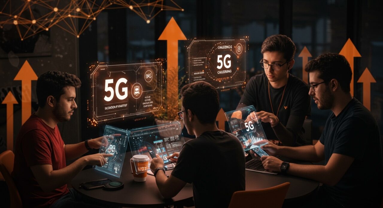 Startups venezolanas recibiendo premios y mentoría de Nexos Movilnet en el ecosistema tecnológico local con enfoque en funding e innovación 5G.