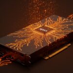 Visualización futurista de GPU NVIDIA con IA y DLSS 4.5 potenciando el path tracing en juegos AAA en 2026.