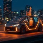 Robotaxi futurista de Nvidia con tecnología Drive Hyperion mostrando automatización y alianzas tecnológicas en movilidad autónoma e IA aplicada.