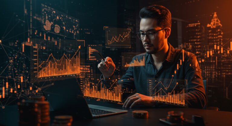 Fundador tech analizando proyecciones de inteligencia artificial de Nvidia con impacto en startups LATAM y Wall Street.