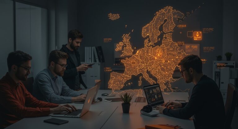 Suite de oficina europea soberana Office.eu en entorno colaborativo que destaca la soberanía digital con datos alojados en Europa y cumplimiento RGPD.