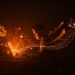 Silhouette of developer coding in Python with AI neural network abstract visuals representing OpenAI, Astral, and Codex impact on IA applied in startups.