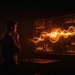 Fundador de startup IA frente a interfaz digital con metáforas de financiamiento y cierre de Sora, capturando estrategia y video generación.