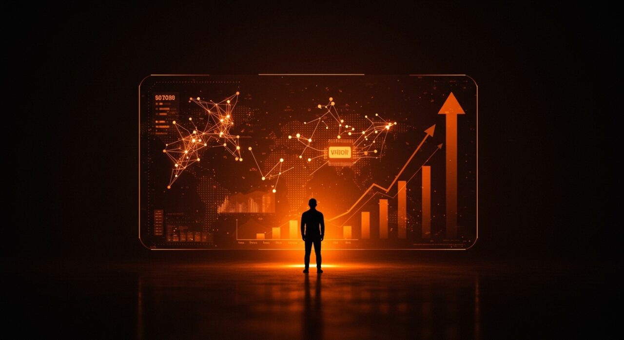 Fundador de IA frente a una interfaz digital con redes neuronales y gráficos de crecimiento, simbolizando lecciones de innovación y estrategia tras el cierre de Sora por OpenAI.