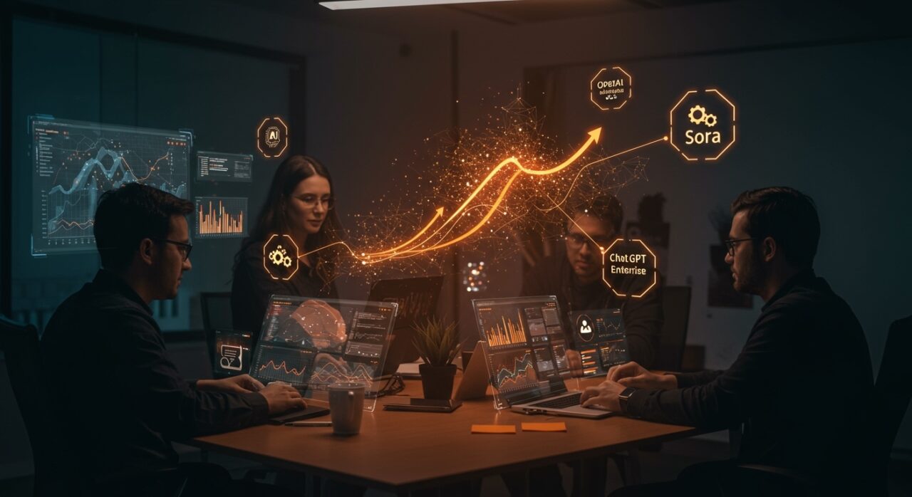 Startup latinoamericanas colaborando con IA aplicada de OpenAI y Sora para impulsar productividad y tecnología.