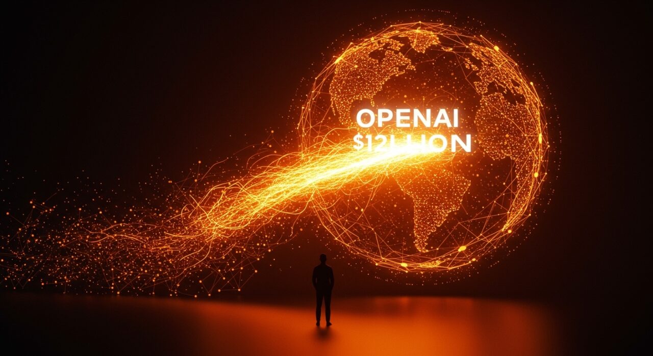 Impacto de la inversión de 122 mil millones en OpenAI, mostrando redes neuronales y la evolución tecnológica para startups de IA.