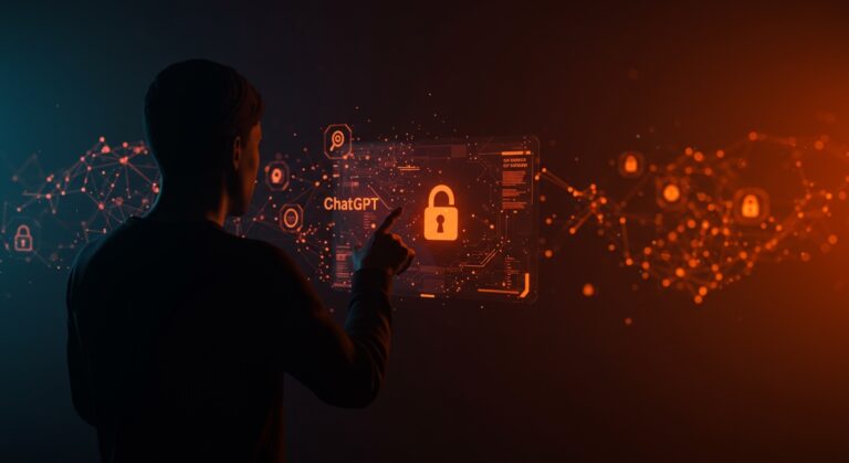 OpenAI retrasa el modo adulto de ChatGPT representado con interfaz digital bloqueada y símbolos de moderación de contenido IA en estilo editorial.