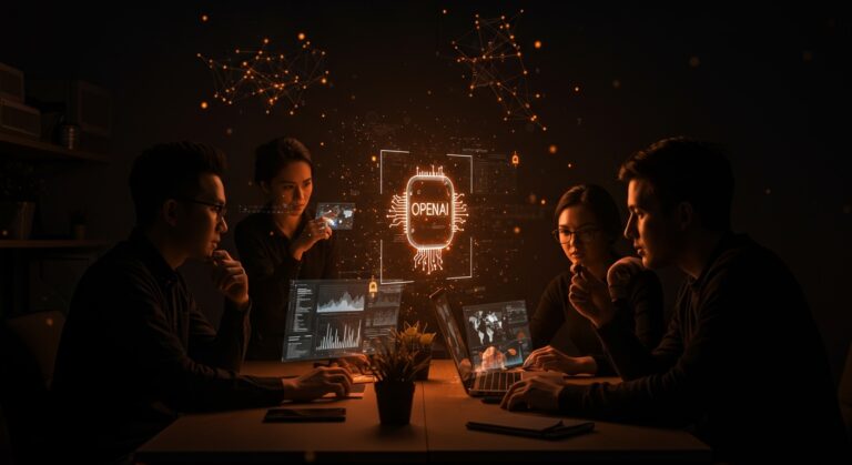 Equipo de startups analizando modelos de inteligencia artificial tras el cierre de OpenAI Sora en un entorno tecnológico innovador.