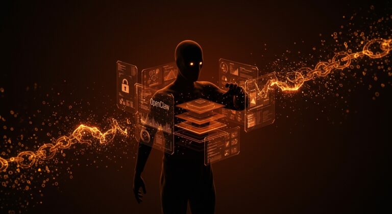 Ilustración editorial de OpenClaw eludiendo sistemas EDR, DLP e IAM sin alertas, destacando vulnerabilidades críticas y seguridad informática avanzada.