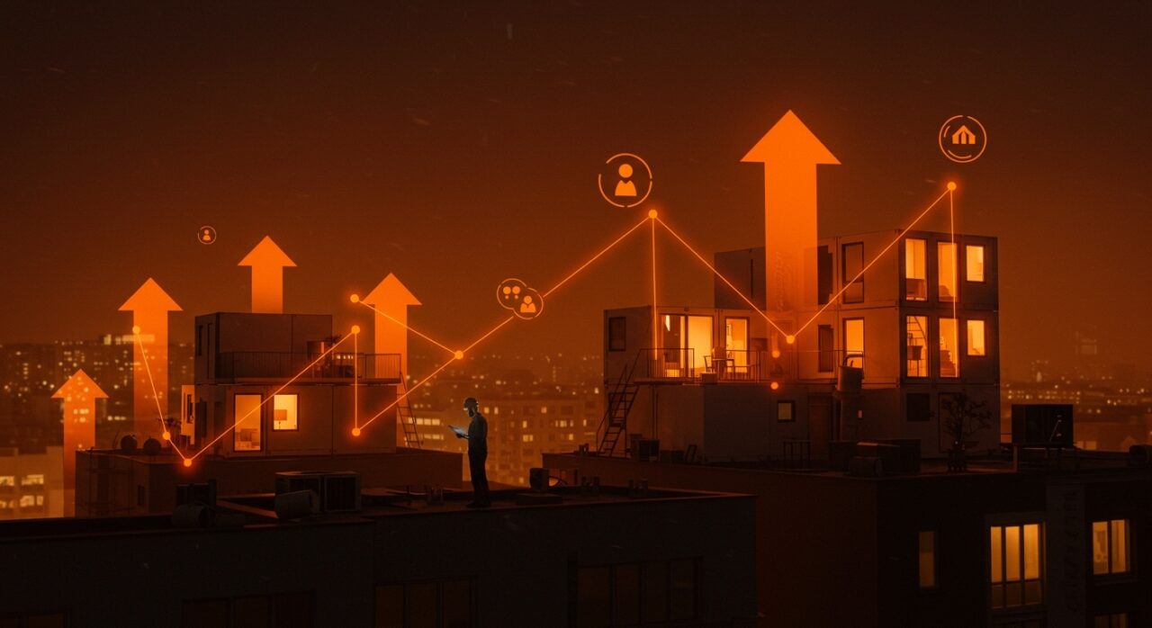 Viviendas modulares sobre edificios existentes en España, destacando innovación urbana y optoppen para soluciones de vivienda asequible.