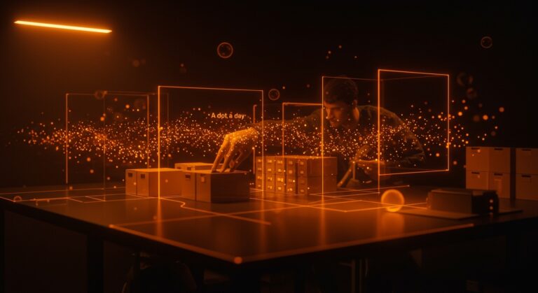 Organización física eficiente en startups tech mediante el sistema A dot a day para gestión de inventarios y optimización de recursos.