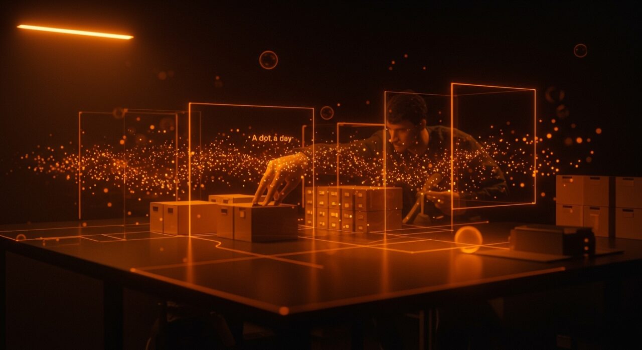 Organización física eficiente en startups tech mediante el sistema A dot a day para gestión de inventarios y optimización de recursos.