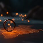 Oura Ring 4 sobre mapa de India con símbolos luminosos de expansión internacional y mercado wearable tecnológico.