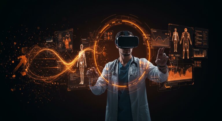 Simulación médica con realidad virtual y IA aplicada, impulsada por financiamiento para entrenamiento clínico healthtech.
