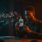 Empleado tech en Silicon Valley con bolsa de nicotina gratuita, ilustrando la tendencia de nicotina como perk de productividad en startups tecnológicas.