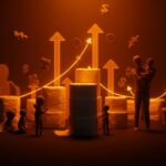 Industria de pañales desechables en EE.UU. representada con metáforas visuales de crecimiento de mercado y retraso en el entrenamiento para ir al baño.