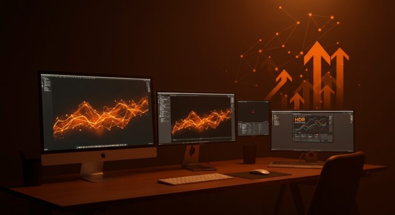 Configuración avanzada de pantallas externas para Mac incluyendo Apple Studio Display y Pro Display XDR, enfocada en optimización para startups y desarrolladores.