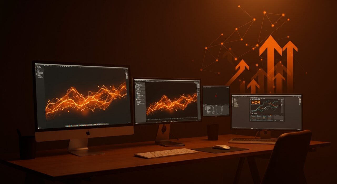 Configuración avanzada de pantallas externas para Mac incluyendo Apple Studio Display y Pro Display XDR, enfocada en optimización para startups y desarrolladores.