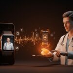 Integración de IA aplicada en salud digital con Perplexity Health, Apple Health y dispositivos wearables en un entorno tecnológico avanzado.