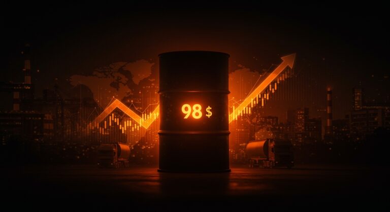 Impacto del precio del petróleo Brent al superar 98 dólares en 2026 sobre combustibles y logística en España debido al conflicto en Oriente Medio.