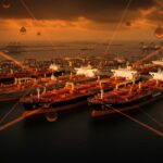 Congestión de superpetroleros VLCC en Yanbu causada por el bloqueo del Estrecho de Ormuz, ilustrando la crisis del petróleo y su impacto en mercados energéticos globales.