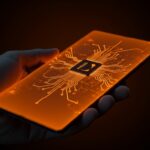 Pantalla OLED avanzada con tecnología PHOLED que evita el quemado, destacando innovación tecnológica y eficiencia energética en hardware startup.