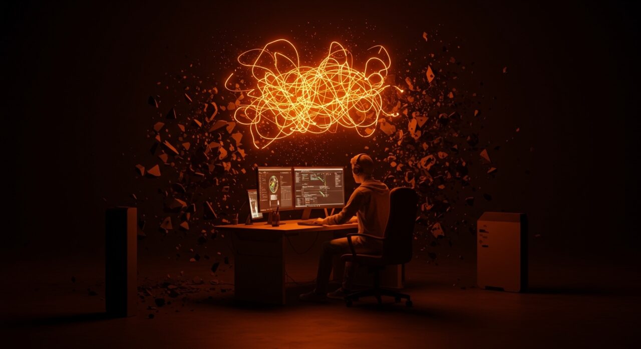 Imagen conceptual sobre las barreras técnicas y de diseño que impiden la innovación en juegos basados en inteligencia artificial generativa.