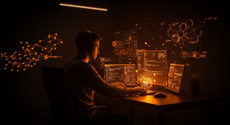 Portfolio tech terminal-style con IA aplicada y machine learning para desarrolladores en hackathons tecnológicos.