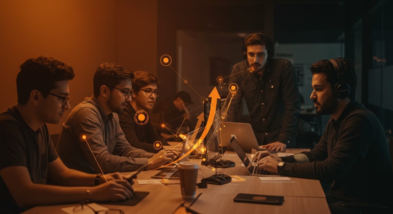 Emprendedores latinos colaborando en Posadas Startup 2026, impulsando innovación y crecimiento tecnológico en el NEA.