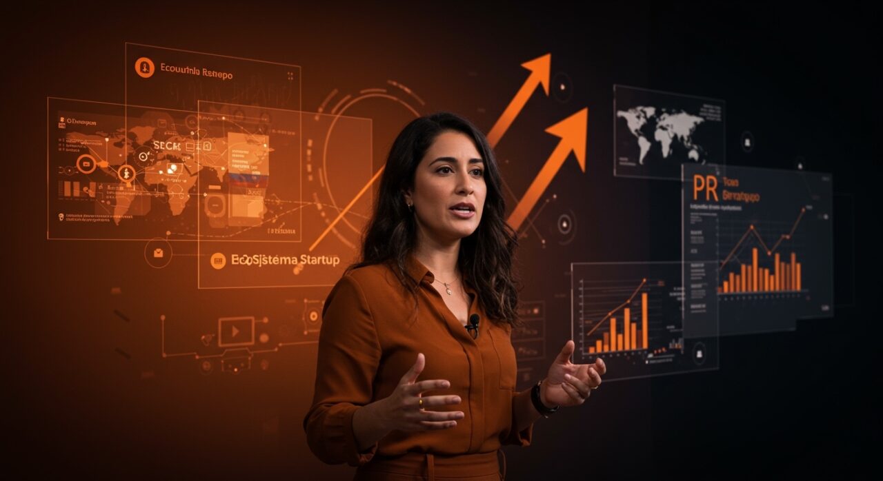 Daniela Restrepo compartiendo estrategias de relaciones públicas y branding para emprendedoras y startups tecnológicas en Colombia y LATAM.