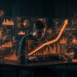 Programador analizando herramientas de IA para programación y costos crecientes en un entorno tecnológico moderno con metáforas visuales de neural networks y automatización.