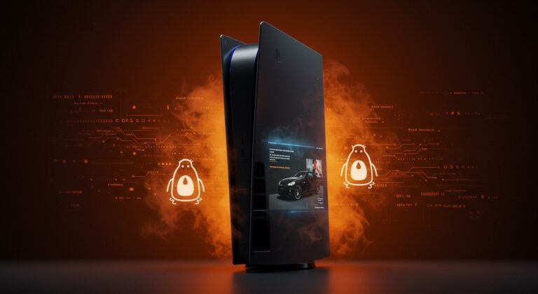 PlayStation 5 con Linux ejecutando GTA 5 con ray tracing, destacando la transformación en Steam Machine y tendencias tecnológicas en hardware.