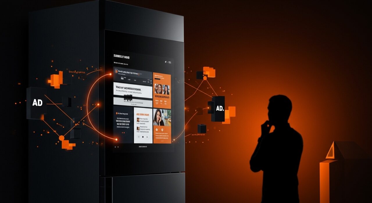 Publicidad en dispositivos IoT en Samsung Family Hub impactando la experiencia usuario y riesgos para founders en hardware disruptivo.