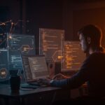 Tech founder trabajando con pull requests asistidos por IA que redefinen el desarrollo de software y la colaboración técnica.