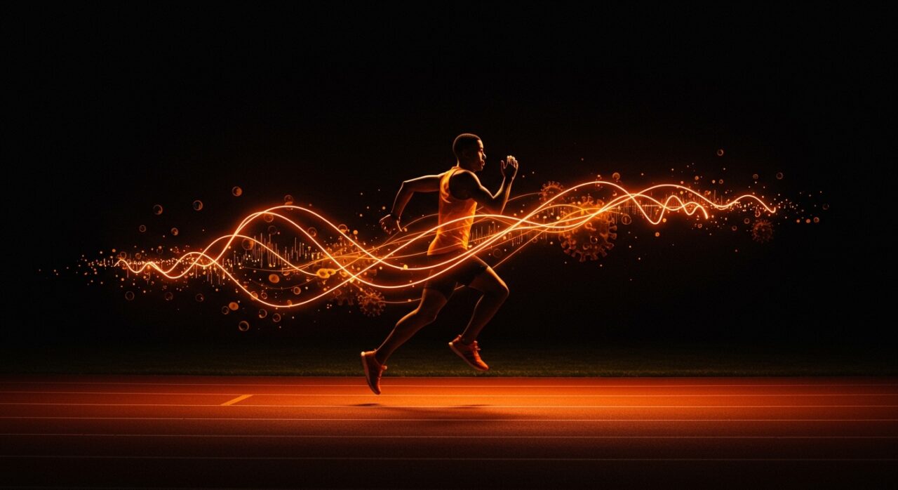 Runner creativo en movimiento representando el butter run, tendencia fitness y viralidad digital en el ecosistema startup.